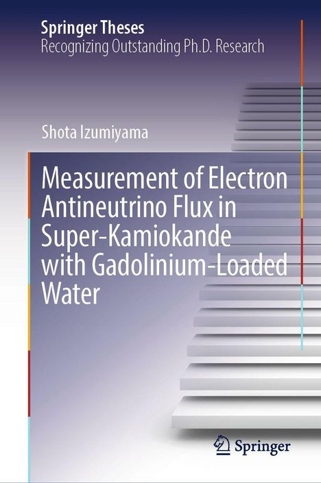 "Measurement of Electron Antineutrino Flux in Super-Kamiokande with Gadolinium-Loaded Water", Stufen und blaues Layout.