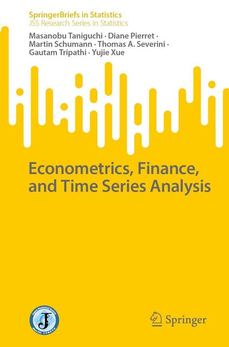 "Oberer Text: Titel der Serie und Autoren. Haupttitel: 'Econometrics, Finance, and Time Series Analysis'. Gelber Hintergrund."