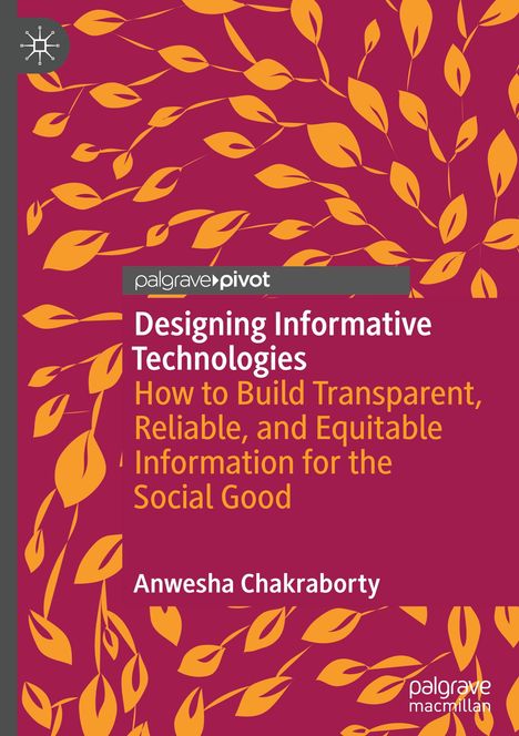 „Designing Informative Technologies“ von Anwesha Chakraborty. Gelbes Laubmuster auf violettem Hintergrund.