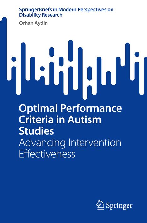 Titel: "Optimal Performance Criteria in Autism Studies: Advancing Intervention Effectiveness". Design mit blauen Linien.