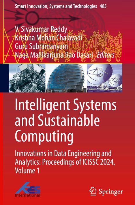Titel: "Intelligent Systems and Sustainable Computing". Oben Fotos von Gebäuden und Satellitenschüsseln, Springer-Logo.
