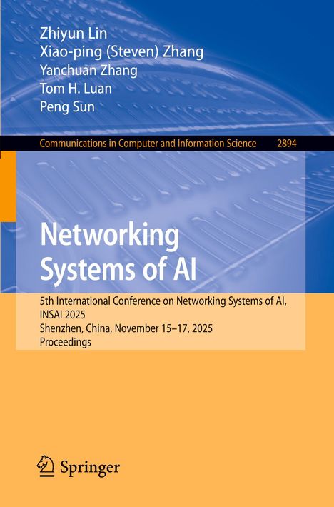 "Networking Systems of AI," Autoren oben, Konferenzdetails unten, blau-orangener Hintergrund, Springer-Logo unten.