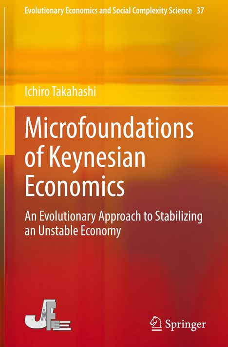 Titel: "Microfoundations of Keynesian Economics". Autor: Ichiro Takahashi. Farbiges Cover in Orange- und Rottönen.