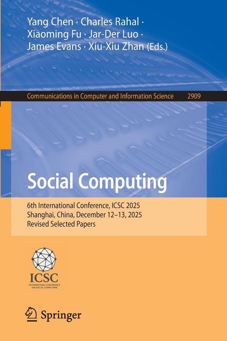 "Social Computing" auf blauem Hintergrund, Text zur Konferenz ICSC 2025 in Shanghai. Zwei Logos unten.