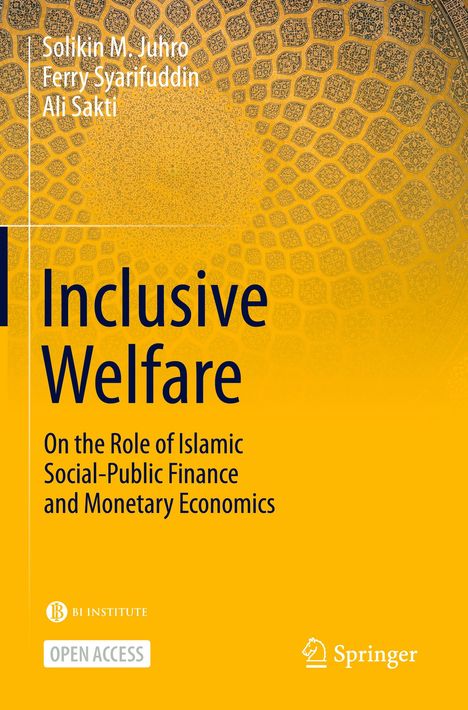 "Inclusive Welfare: On the Role of Islamic Social-Public Finance and Monetary Economics" auf gelbem Hintergrund mit Muster.
