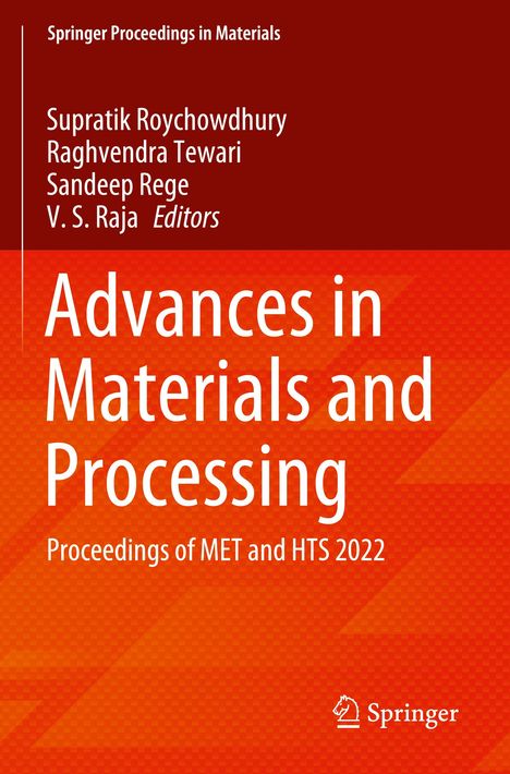 "Advances in Materials and Processing" ist groß geschrieben, darunter "Proceedings of MET and HTS 2022". Roter Hintergrund mit Springer-Logo.