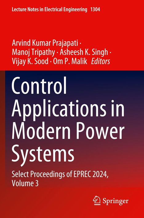 "Control Applications in Modern Power Systems, Select Proceedings of EPREC 2024, Volume 3." Roter Hintergrund, unten Springer-Logo.