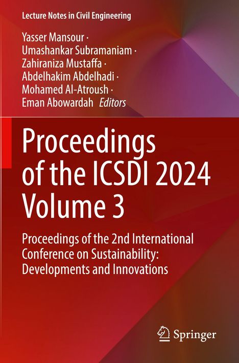 Titel: Proceedings of the ICSDI 2024 Volume 3; Herausgeber: Yasser Mansour et al.; Verlag: Springer. Gradientfarbiger Hintergrund.