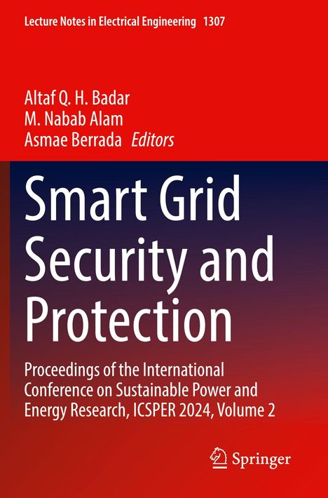 „Smart Grid Security and Protection“, Springer-Logo unten rechts, roter und dunkelblauer Hintergrund.