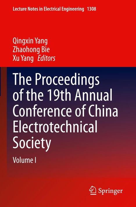 "The Proceedings of the 19th Annual Conference of China Electrotechnical Society Volume I", roter Hintergrund, Springer-Logo.
