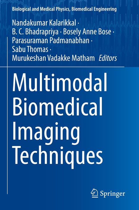 "Multimodal Biomedical Imaging Techniques" ist in großen weißen Buchstaben geschrieben. Oben sind die Herausgeber genannt.