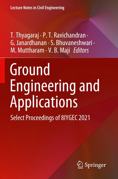 „Ground Engineering and Applications“; Herausgeber: T. Thyagaraj et al.; rot-orange Hintergrund; Springer-Logo unten.