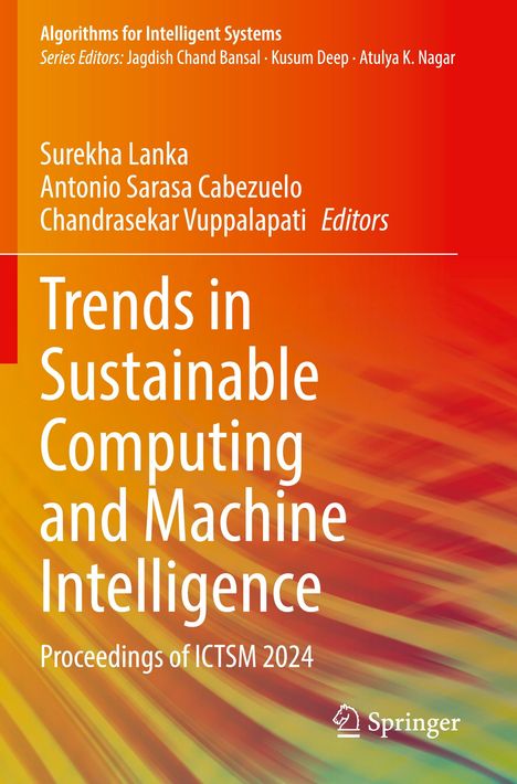 Text: "Trends in Sustainable Computing and Machine Intelligence, ICTSM 2024." Farbverlauf in Orange- und Gelbtönen.