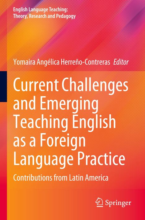 Titel: "Current Challenges and Emerging Teaching English as a Foreign Language Practice". Buntes, geometrisches Design.