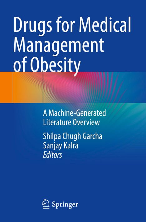"Drugs for Medical Management of Obesity" oben, Autoren unten; blauer Hintergrund, farbige Streifen und Springer-Logo.