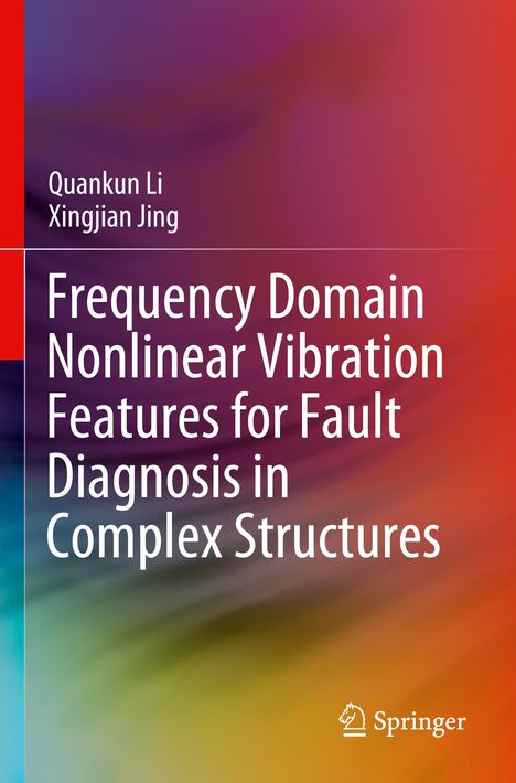 Buchtitel: "Frequency Domain Nonlinear Vibration Features for Fault Diagnosis in Complex Structures". Autoren: Quankun Li, Xingjian Jing. Farbig verlaufender Hintergrund. Springer-Logo.