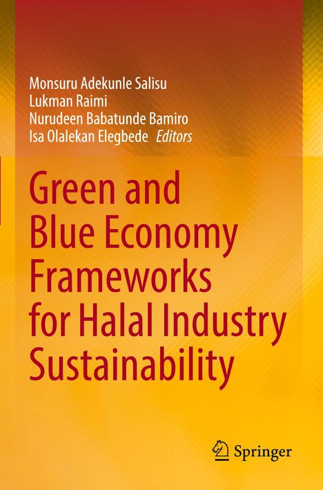 Titel: "Green and Blue Economy Frameworks for Halal Industry Sustainability". Herausgeberliste oben. Springer-Logo unten.