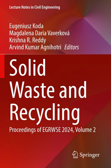 „Solid Waste and Recycling“, rot-brauner Hintergrund, Springer-Logo unten. Texte zu Autoren und Veranstaltungsdetails oben.