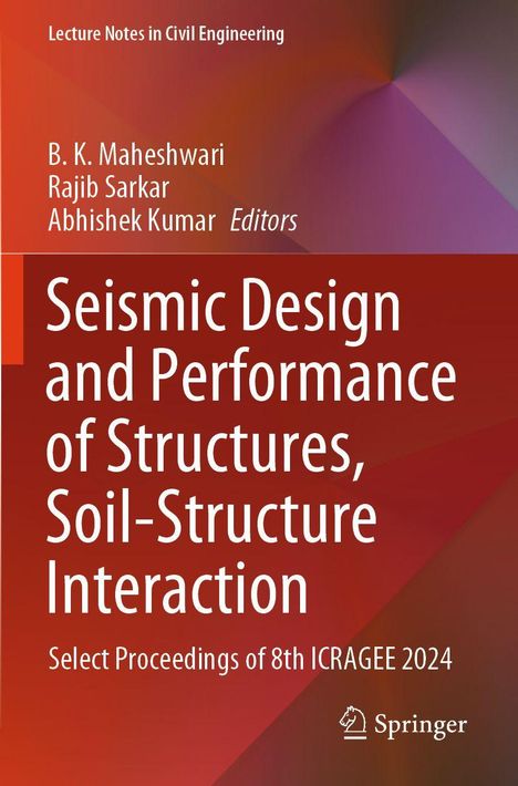 Buchcover mit Titel "Seismic Design and Performance of Structures, Soil-Structure Interaction", Herausgebernamen oben links.