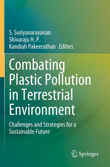 „Combating Plastic Pollution in Terrestrial Environment“ in weißer Schrift auf grünem Verlauf, darunter „Springer“-Logo.