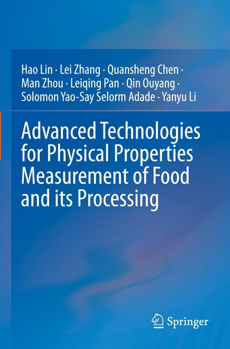 Buchtitel: "Advanced Technologies for Physical Properties Measurement of Food and its Processing". Blaues Cover.