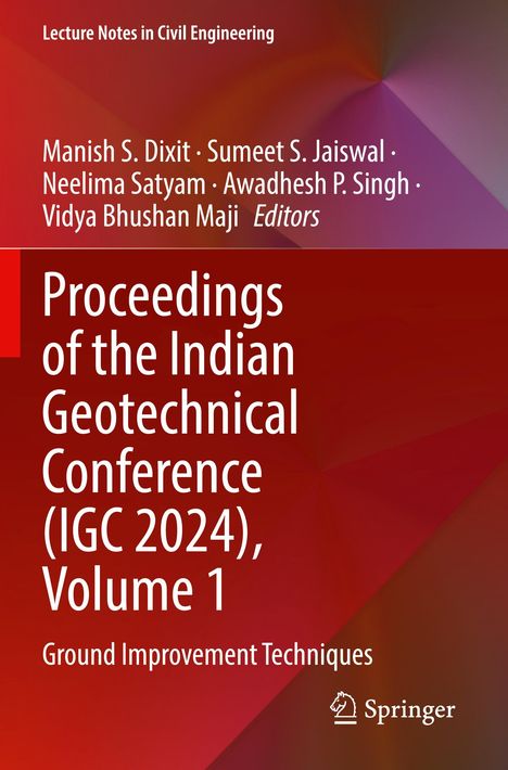 "Proceedings of the Indian Geotechnical Conference (IGC 2024), Volume 1", mit rot-braunem Hintergrund und modernem Design.