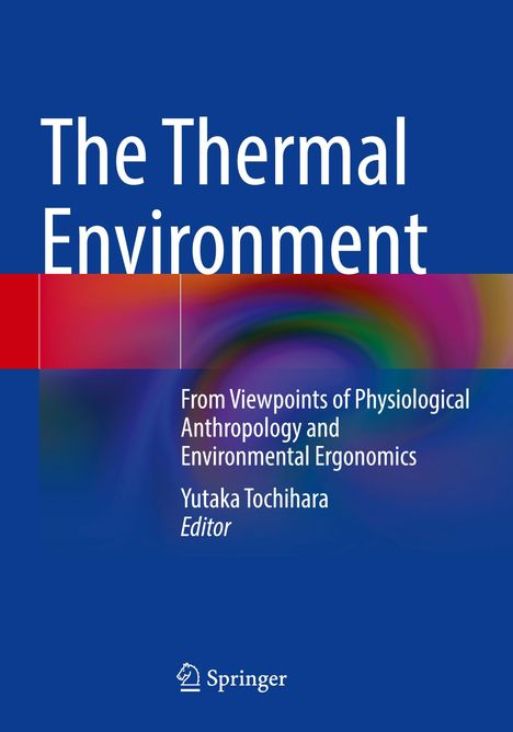 "The Thermal Environment" Buchcover mit blauem Hintergrund und buntem Querstreifen, Springer-Logo unten.