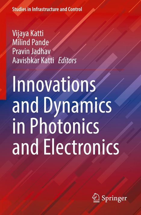 Titel: "Innovations and Dynamics in Photonics and Electronics"; rote und blaue geometrische Muster.