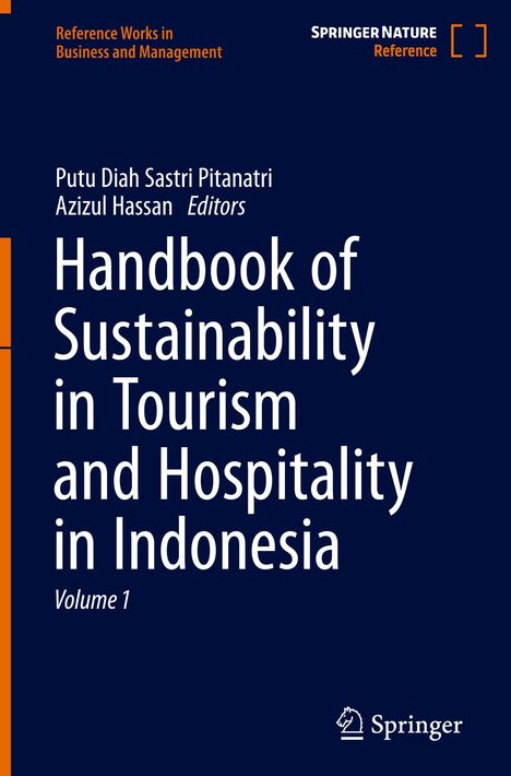 Handbook of Sustainability in Tourism and Hospitality in Indonesia, Volume 1. Dunkelblauer Hintergrund, Springer-Logo unten.