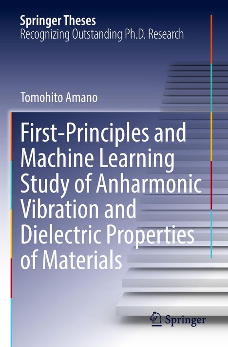Buchcover mit Titel: "First-Principles and Machine Learning Study...". Oben dunkelblauer Hintergrund, unten Treppenmotiv.