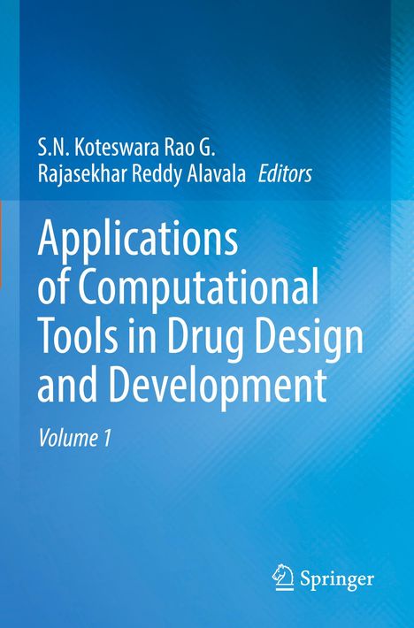 Buchtitel: "Applications of Computational Tools in Drug Design and Development". Blaue Farbverläufe, Springer-Logo unten.