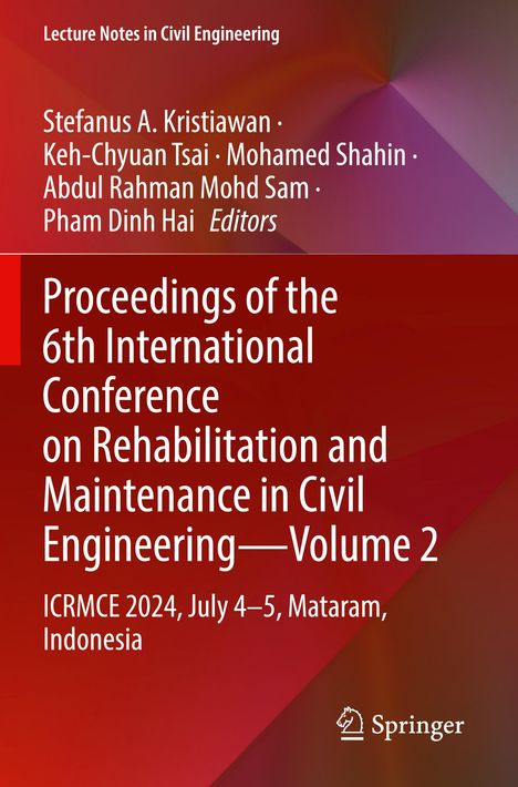 Titel: "Proceedings of the 6th International Conference on Rehabilitation and Maintenance in Civil Engineering—Volume 2". Unten rechts ein Springer-Logo. Hintergrund in rot-lila Farbverlauf.