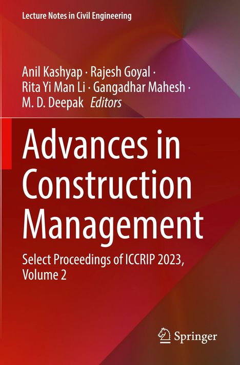 "Advances in Construction Management" ist der Titel. Rotes Design, Springer-Logo unten rechts.