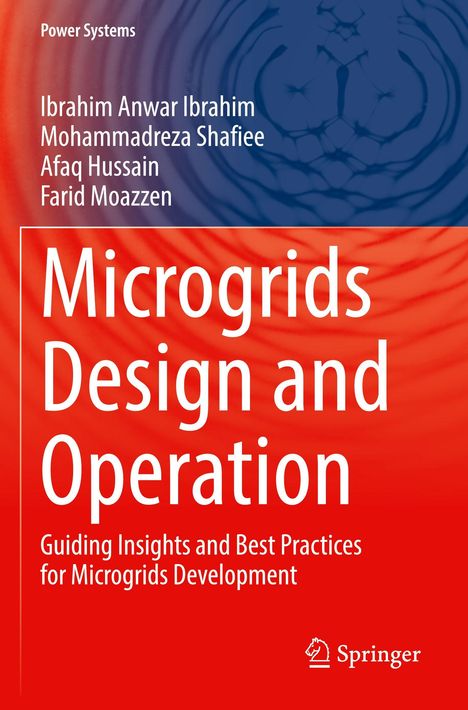 „Microgrids Design and Operation“ in großer Schrift auf rotem Hintergrund, darüber Autoren und ein Springer-Logo.