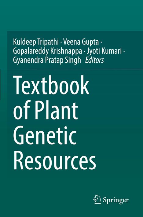 Titel: "Textbook of Plant Genetic Resources." Autoren: Kuldeep Tripathi, Veena Gupta u.a. Springer-Logo unten rechts.