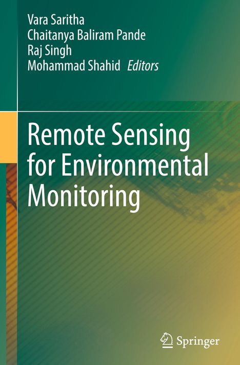 Cover mit Text: "Remote Sensing for Environmental Monitoring". Grün-gelbes Design, Springer-Logo unten.