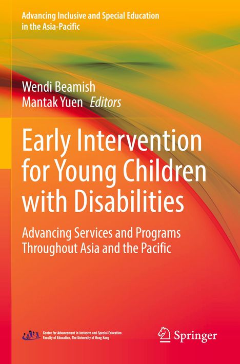 Buchtitel: "Early Intervention for Young Children with Disabilities". Hintergrund in orange und grün, Springer-Logo unten rechts.