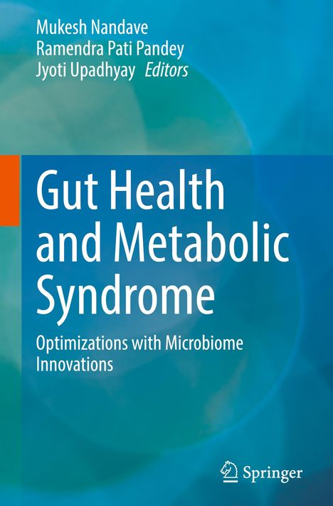 Das Cover zeigt Titel "Gut Health and Metabolic Syndrome" und Autoren. Blauer Hintergrund, Springer-Logo unten rechts.