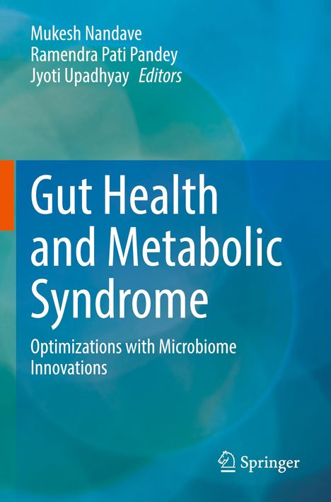 Text: „Gut Health and Metabolic Syndrome“ sowie Autoren und „Springer“. Hintergrund in Blau- und Grüntönen.