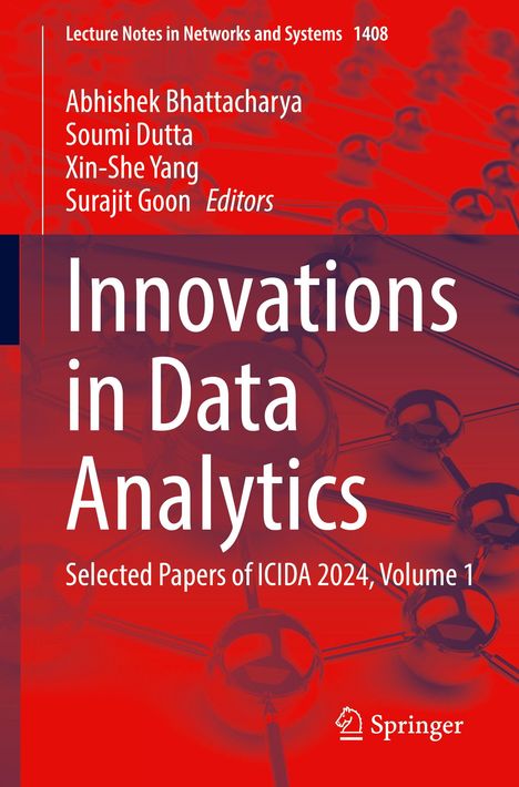 Text: "Innovations in Data Analytics. Selected Papers of ICIDA 2024, Volume 1. Springer Logo." Hintergrund: Abstrakte Netzwerke.