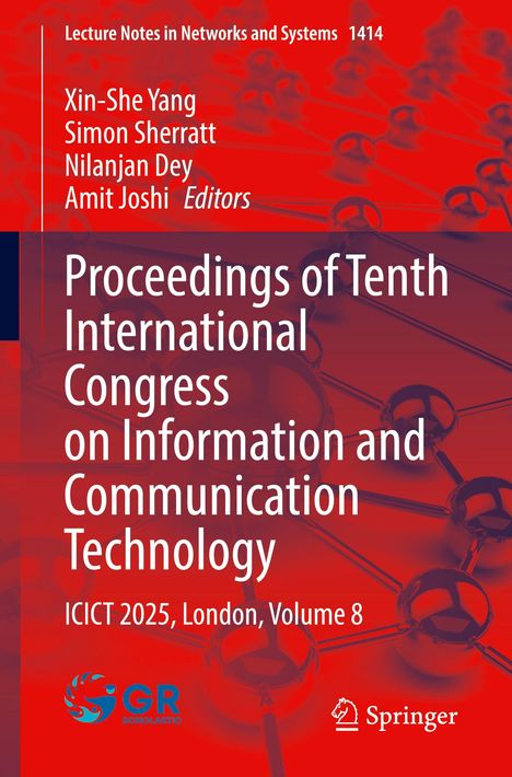 "Proceedings of Tenth International Congress on Information and Communication Technology, ICICT 2025, London, Volume 8."  
Deckblatt mit abstrakten Molekülstrukturen.