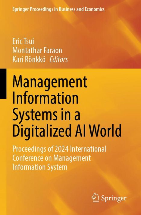 Titel: Management Information Systems in a Digitalized AI World. Orange Hintergrund, Springer-Logo unten rechts.