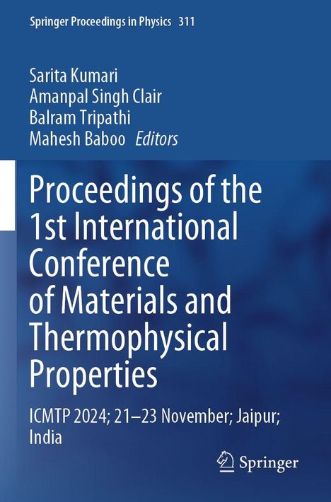 Proceedings der 1st International Conference of Materials and Thermophysical Properties. Blaues Cover mit Springer-Logo.