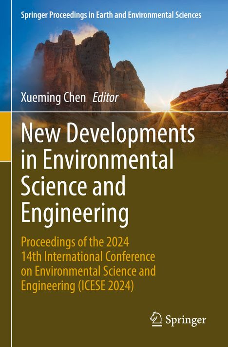 Titel: "New Developments in Environmental Science and Engineering". Hintergrund: Felsformation bei Sonnenuntergang.