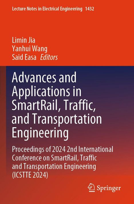„Advances and Applications in SmartRail, Traffic, and Transportation Engineering“ in weißem Text auf orange-blauem Hintergrund.