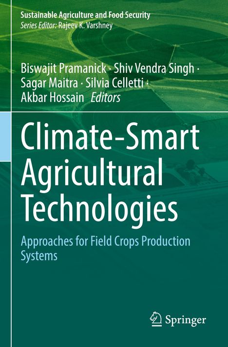 Titel: "Climate-Smart Agricultural Technologies". Grüner Hintergrund mit Feldern. Springer-Logo unten.