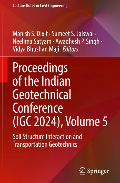 Text: "Proceedings of the Indian Geotechnical Conference (IGC 2024), Volume 5". Roter Hintergrund, Springer-Logo unten.