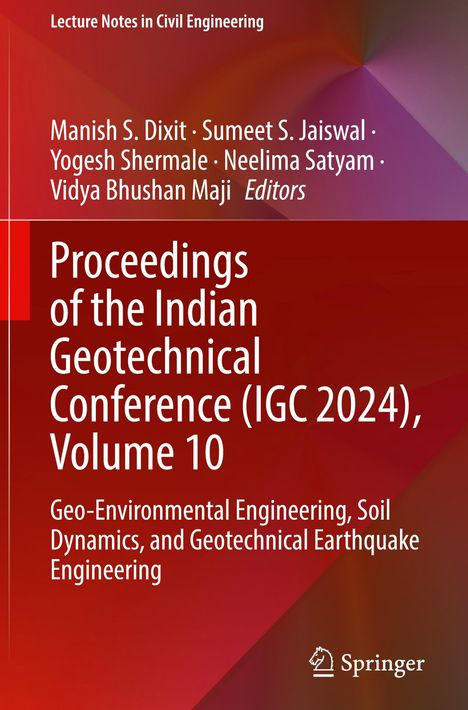 "Proceedings of the Indian Geotechnical Conference (IGC 2024), Volume 10" auf rotem Hintergrund mit Springer-Logo.