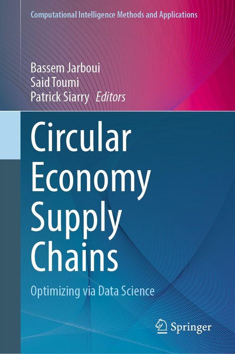 "Circular Economy Supply Chains: Optimizing via Data Science" steht vor einem abstrakten blauen und pinken Hintergrund.