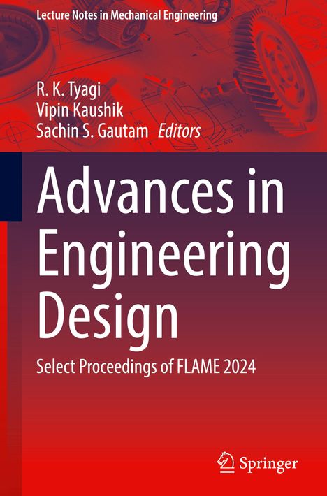 "Advances in Engineering Design" ist der Titel. Oben sind Zahnräder und technische Zeichnungen. Unten ein Springer-Logo.
